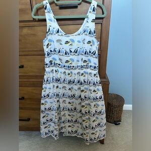 Boden beach print sundress with pockets and zipper
